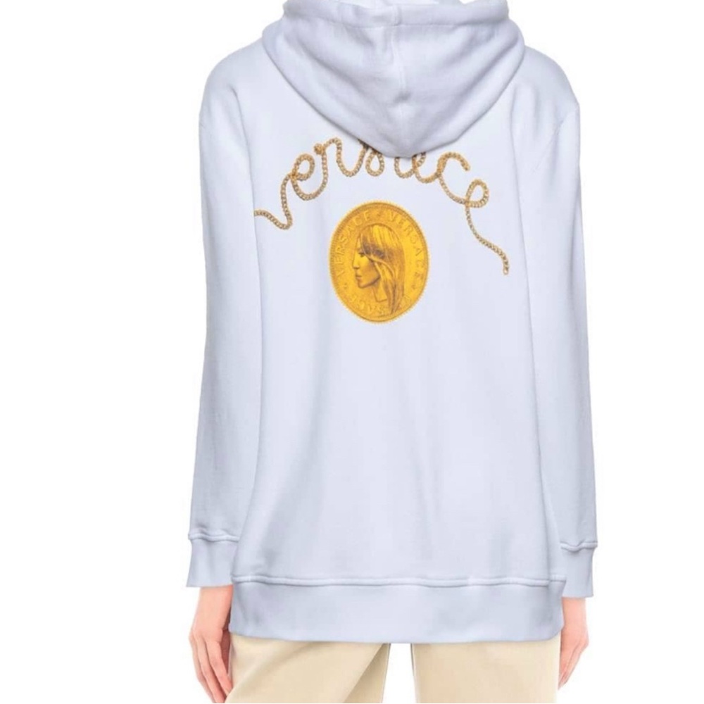 Versace Light Blue and Gold Women's Sweater